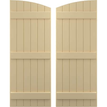 Ekena Millwork Americraft 6-Board (3 Batten) Wood Joined Board-n-Batten Shutters w/Ellipt Top, ARW401BE621X80NTH, PR ARW401BE621X80NTH